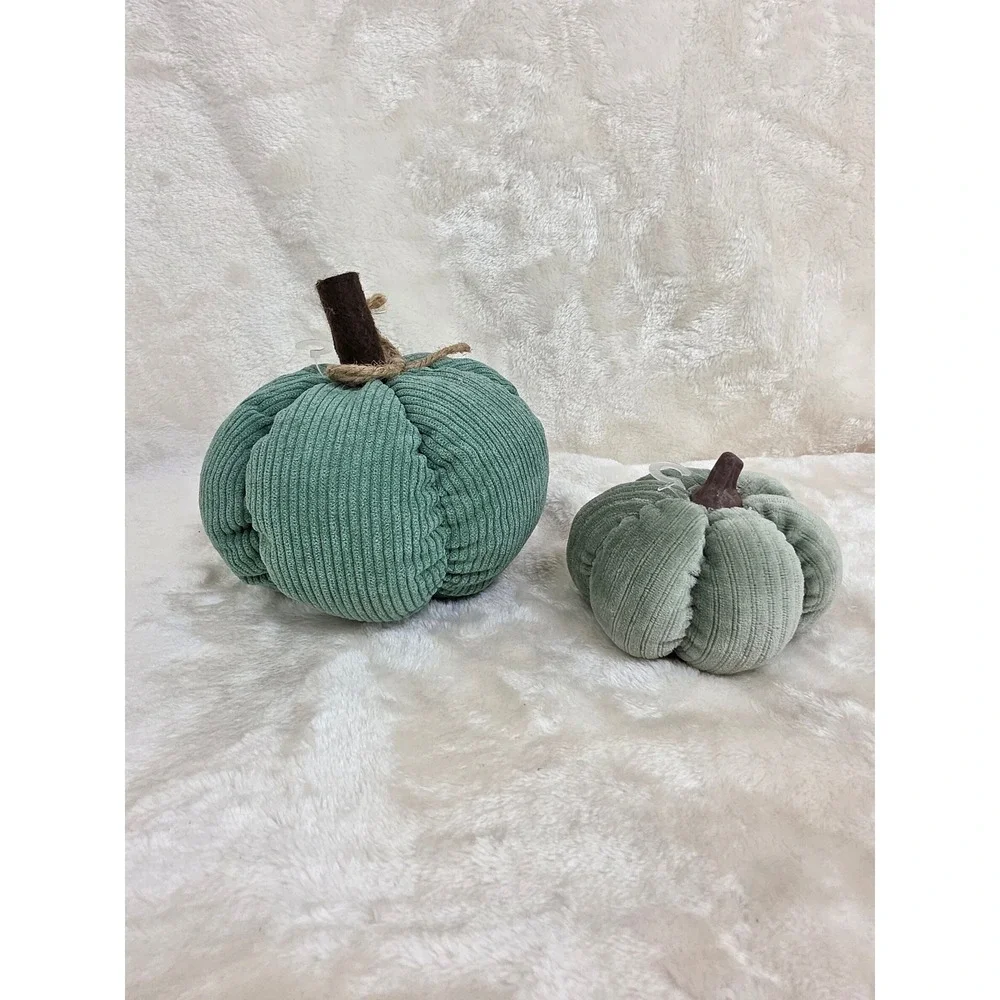 Lot‎ of 2 Plush Corduroy Pumpkins Fall Autumn Decor